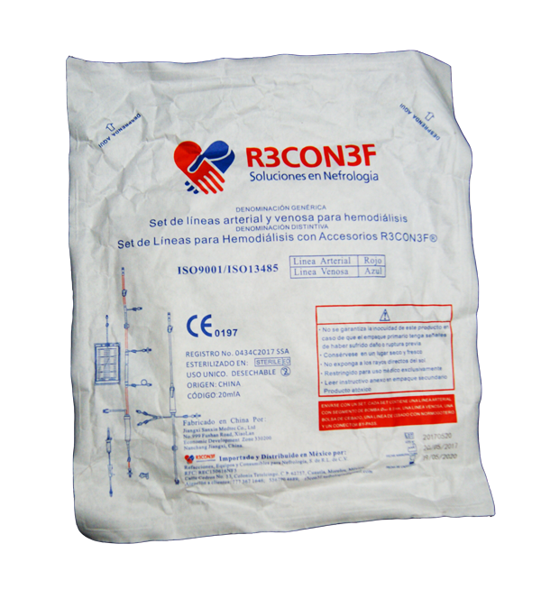 Set línea arterio venosa tipo BBraun o Gambro marca R3CON3F.
